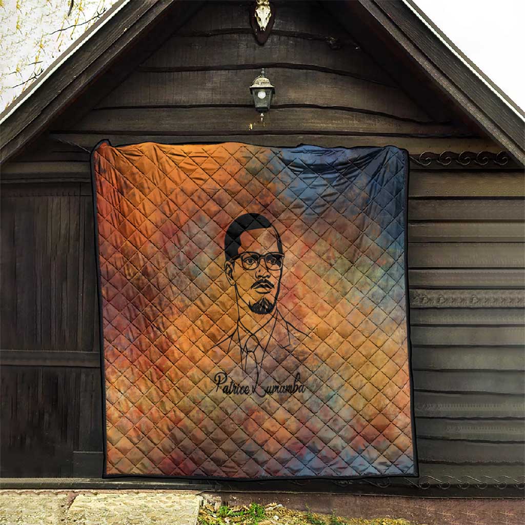 Patrice Lumumba Quilt with Line Art Portrait and Truth Cannot Be Killed Inspirational Quote - Wonder Print Shop