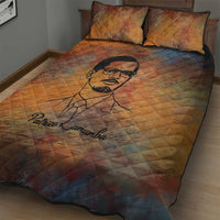 Patrice Lumumba Quilt Bed Set with Line Art Portrait and Truth Cannot Be Killed Inspirational Quote - Wonder Print Shop