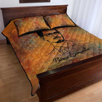 Patrice Lumumba Quilt Bed Set with Line Art Portrait and Truth Cannot Be Killed Inspirational Quote - Wonder Print Shop