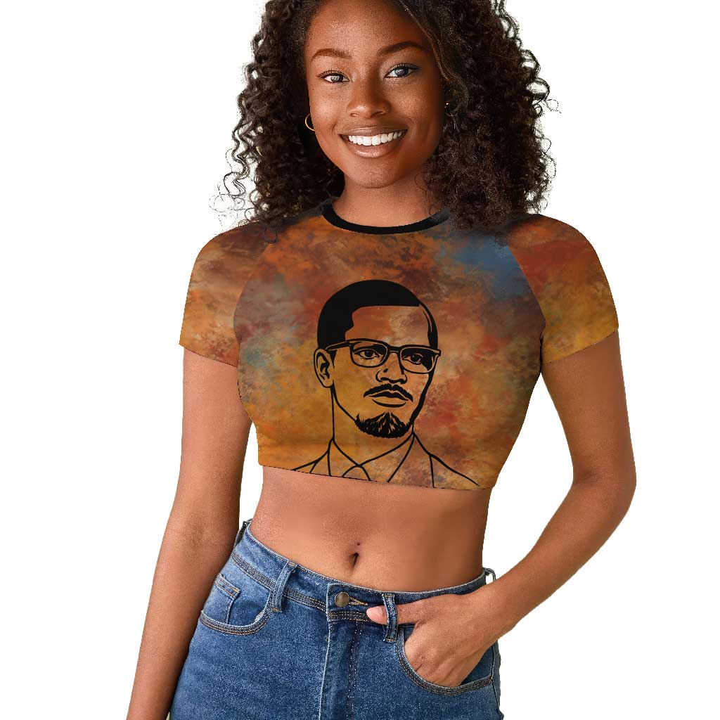 Patrice Lumumba Raglan Cropped T shirt with Line Art Portrait and Truth Cannot Be Killed Inspirational Quote - Wonder Print Shop