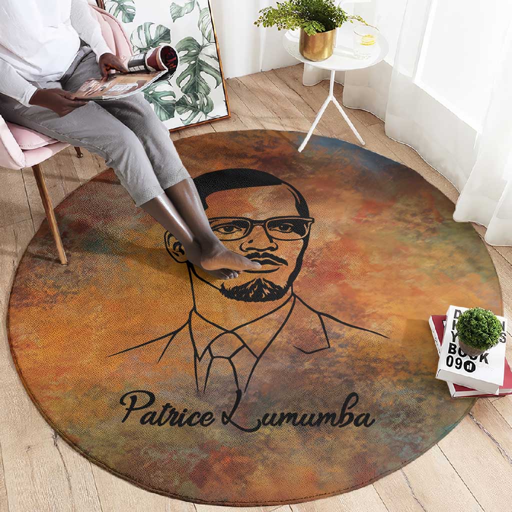 Patrice Lumumba Round Carpet with Line Art Portrait and Truth Cannot Be Killed Inspirational Quote - Wonder Print Shop