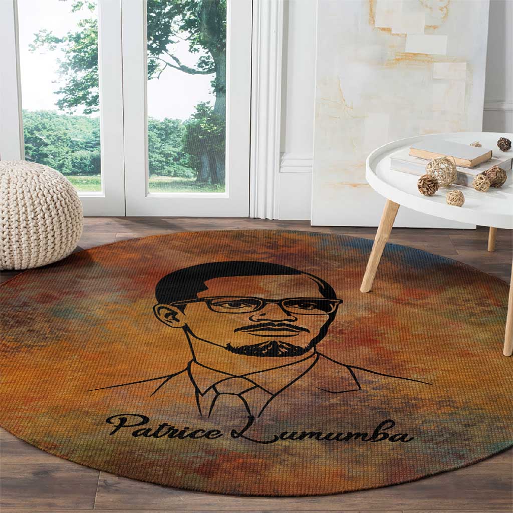 Patrice Lumumba Round Carpet with Line Art Portrait and Truth Cannot Be Killed Inspirational Quote - Wonder Print Shop