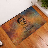 Patrice Lumumba Rubber Doormat with Line Art Portrait and Truth Cannot Be Killed Inspirational Quote - Wonder Print Shop