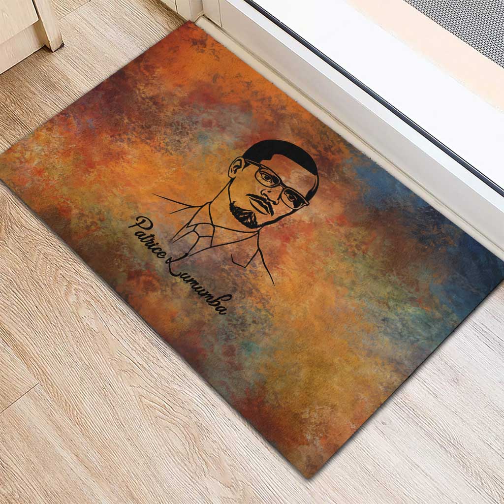 Patrice Lumumba Rubber Doormat with Line Art Portrait and Truth Cannot Be Killed Inspirational Quote - Wonder Print Shop
