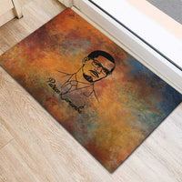 Patrice Lumumba Rubber Doormat with Line Art Portrait and Truth Cannot Be Killed Inspirational Quote - Wonder Print Shop