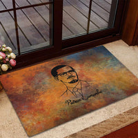 Patrice Lumumba Rubber Doormat with Line Art Portrait and Truth Cannot Be Killed Inspirational Quote - Wonder Print Shop