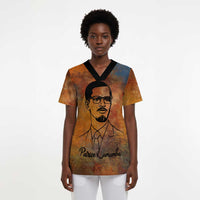 Patrice Lumumba Scrub Top with Line Art Portrait and Truth Cannot Be Killed Inspirational Quote - Wonder Print Shop