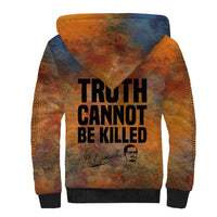 Patrice Lumumba Sherpa Hoodie with Line Art Portrait and Truth Cannot Be Killed Inspirational Quote - Wonder Print Shop