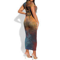 Patrice Lumumba Short Sleeve Bodycon Dress with Line Art Portrait and Truth Cannot Be Killed Inspirational Quote - Wonder Print Shop