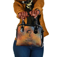Patrice Lumumba Shoulder Handbag with Line Art Portrait and Truth Cannot Be Killed Inspirational Quote - Wonder Print Shop