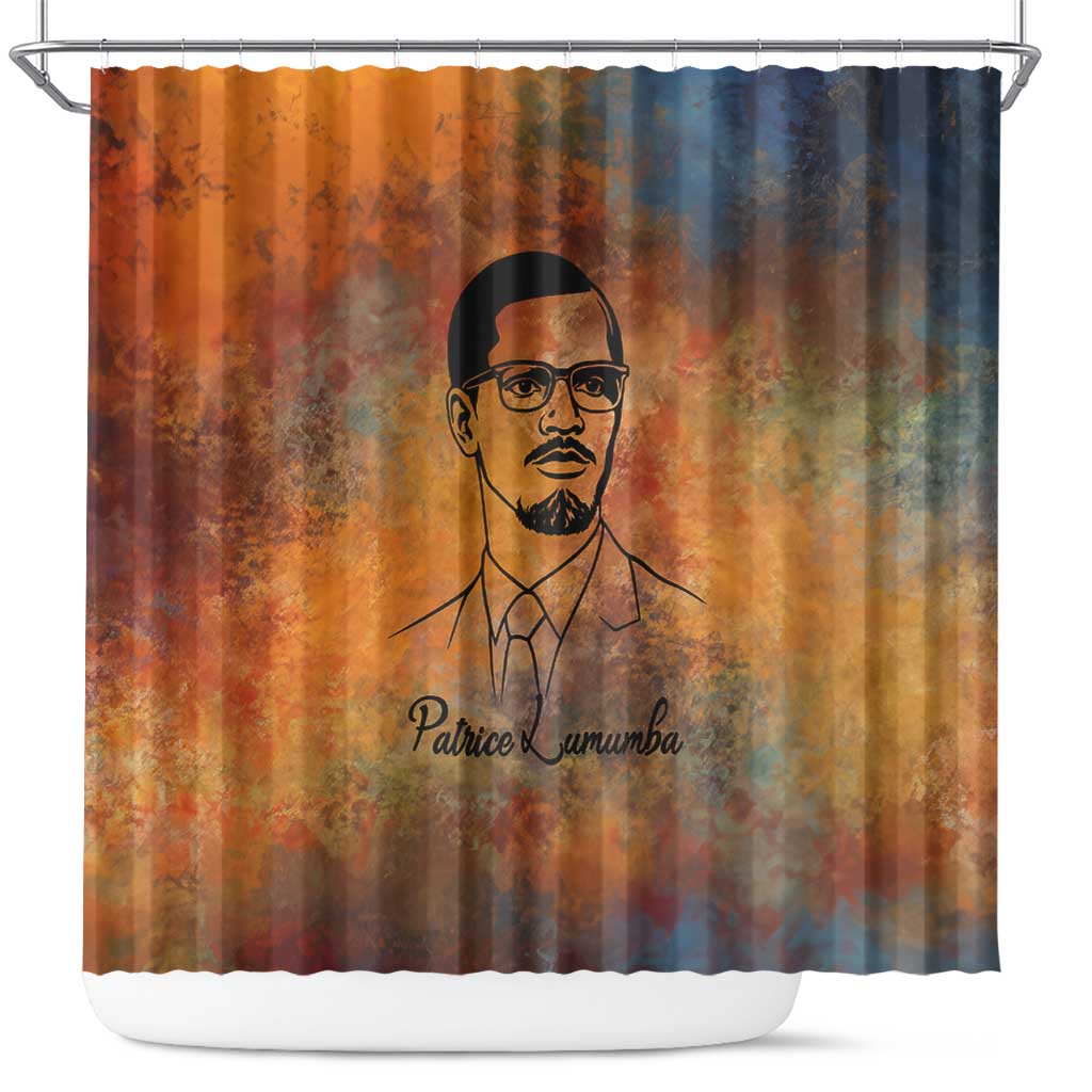 Patrice Lumumba Shower Curtain with Line Art Portrait and Truth Cannot Be Killed Inspirational Quote - Wonder Print Shop