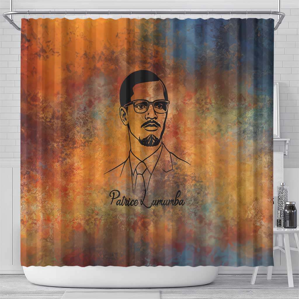 Patrice Lumumba Shower Curtain with Line Art Portrait and Truth Cannot Be Killed Inspirational Quote - Wonder Print Shop