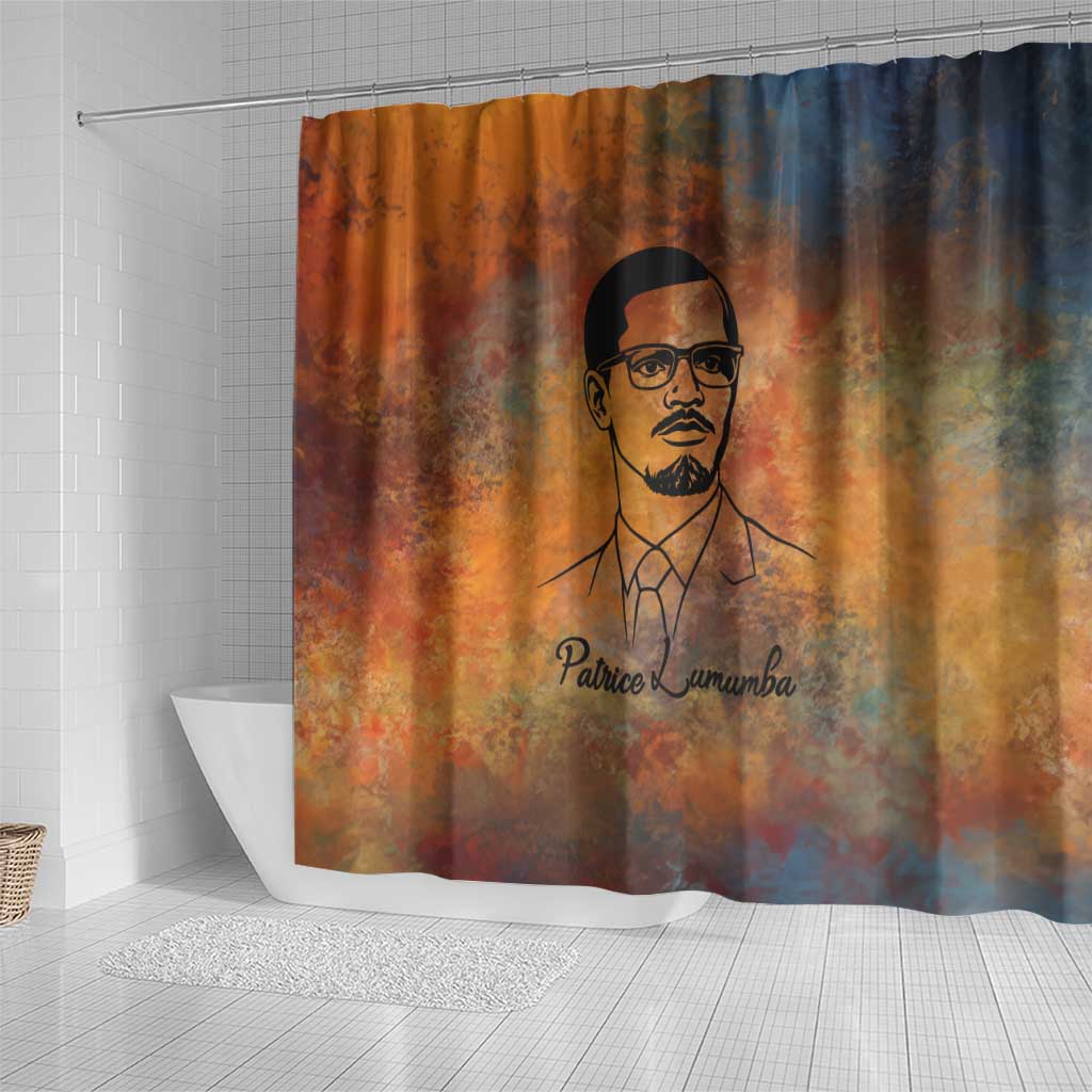 Patrice Lumumba Shower Curtain with Line Art Portrait and Truth Cannot Be Killed Inspirational Quote - Wonder Print Shop