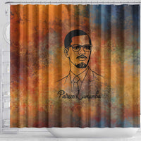 Patrice Lumumba Shower Curtain with Line Art Portrait and Truth Cannot Be Killed Inspirational Quote - Wonder Print Shop