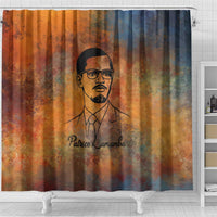 Patrice Lumumba Shower Curtain with Line Art Portrait and Truth Cannot Be Killed Inspirational Quote - Wonder Print Shop