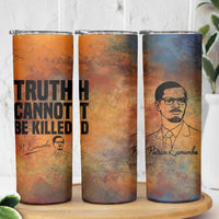 Patrice Lumumba Skinny Tumbler with Line Art Portrait and Truth Cannot Be Killed Inspirational Quote - Wonder Print Shop