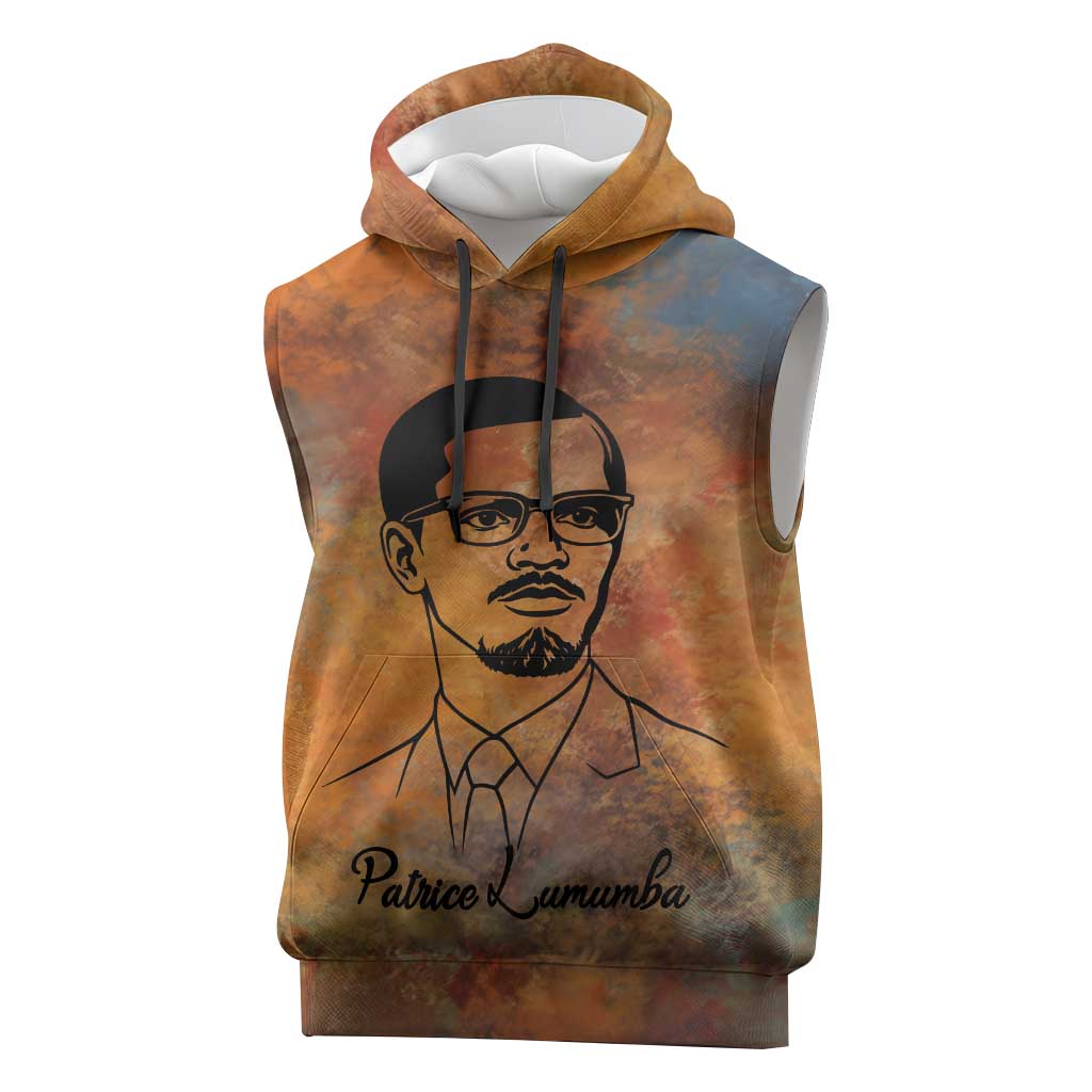 Patrice Lumumba Sleeveless Hoodie with Line Art Portrait and Truth Cannot Be Killed Inspirational Quote - Wonder Print Shop