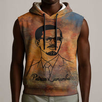 Patrice Lumumba Sleeveless Hoodie with Line Art Portrait and Truth Cannot Be Killed Inspirational Quote - Wonder Print Shop