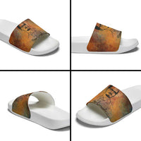 Patrice Lumumba Slide Sandals with Line Art Portrait and Truth Cannot Be Killed Inspirational Quote - Wonder Print Shop