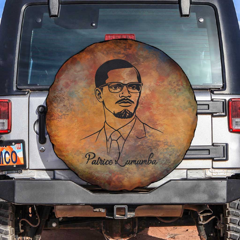 Patrice Lumumba Spare Tire Cover with Line Art Portrait and Truth Cannot Be Killed Inspirational Quote - Wonder Print Shop
