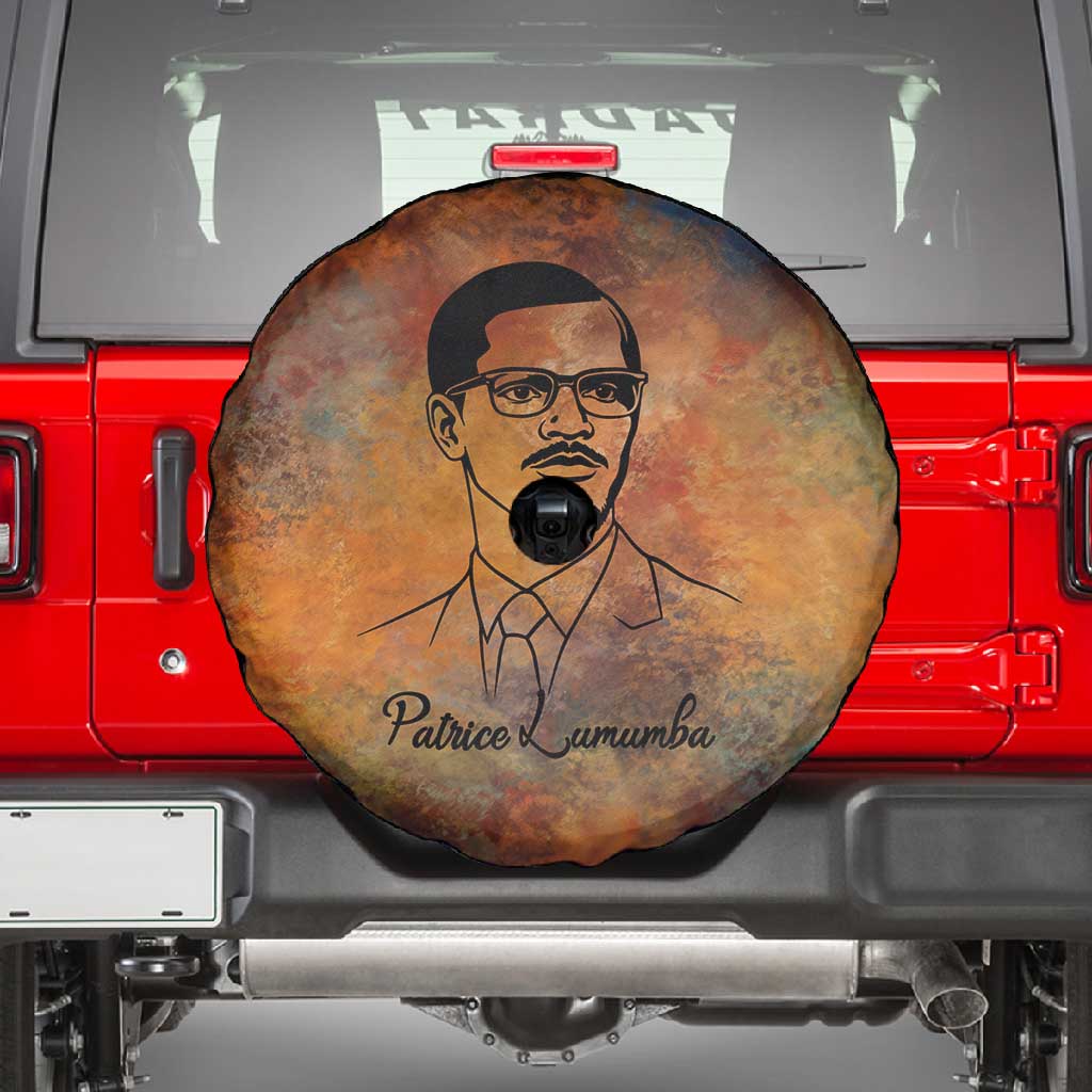 Patrice Lumumba Spare Tire Cover with Line Art Portrait and Truth Cannot Be Killed Inspirational Quote - Wonder Print Shop