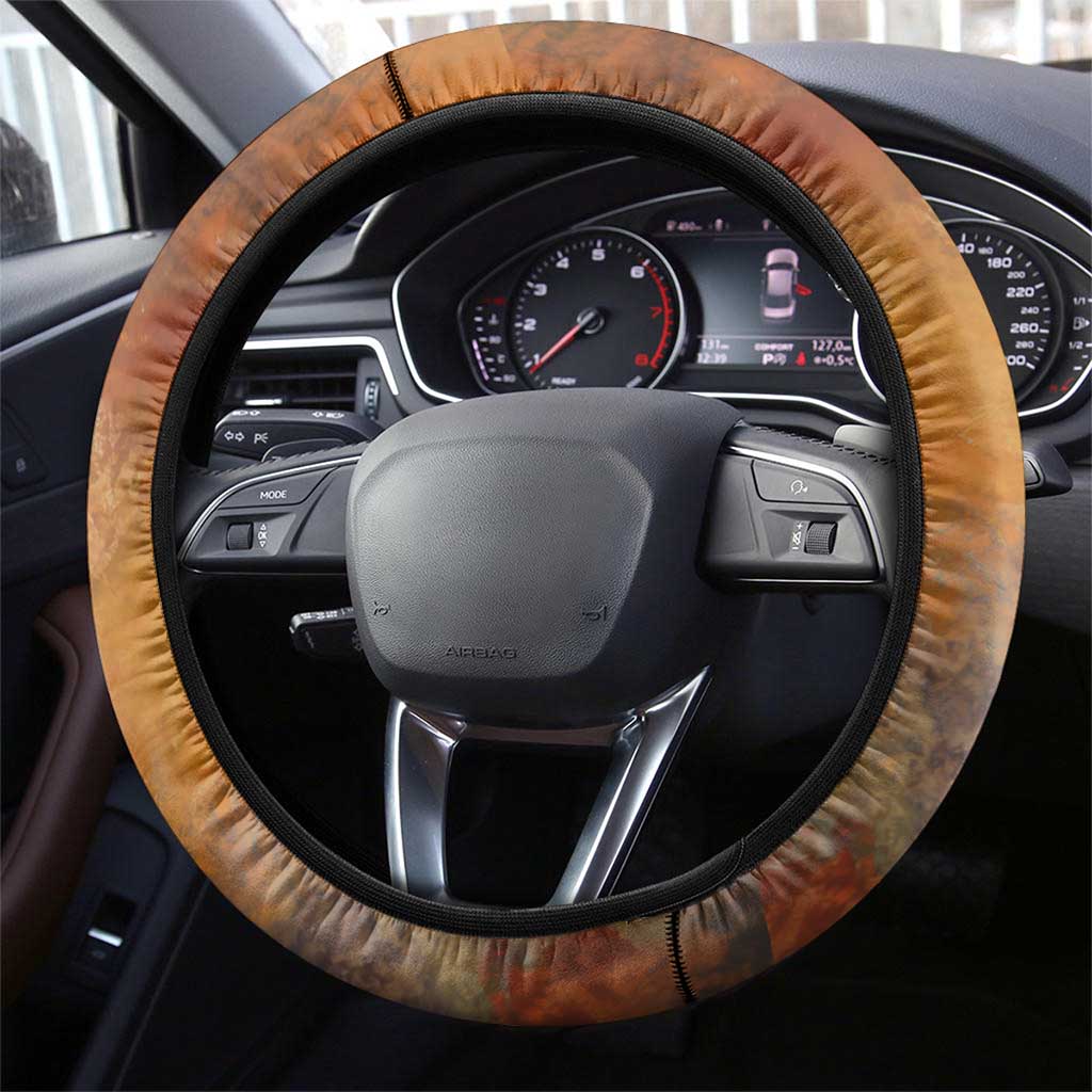 Patrice Lumumba Steering Wheel Cover with Line Art Portrait and Truth Cannot Be Killed Inspirational Quote - Wonder Print Shop