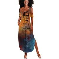 Patrice Lumumba Summer Maxi Dress with Line Art Portrait and Truth Cannot Be Killed Inspirational Quote - Wonder Print Shop