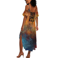 Patrice Lumumba Summer Maxi Dress with Line Art Portrait and Truth Cannot Be Killed Inspirational Quote - Wonder Print Shop
