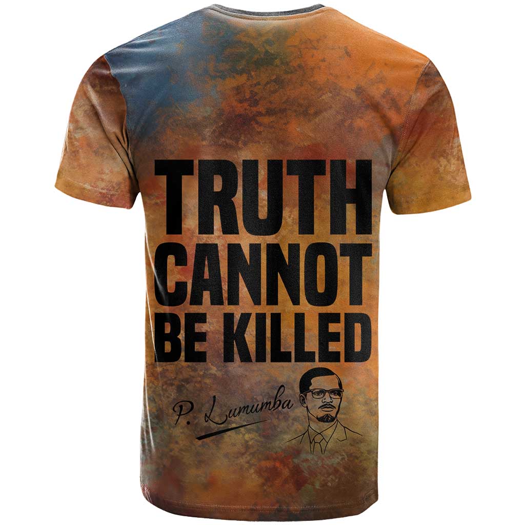 Patrice Lumumba T shirt with Line Art Portrait and Truth Cannot Be Killed Inspirational Quote - Wonder Print Shop