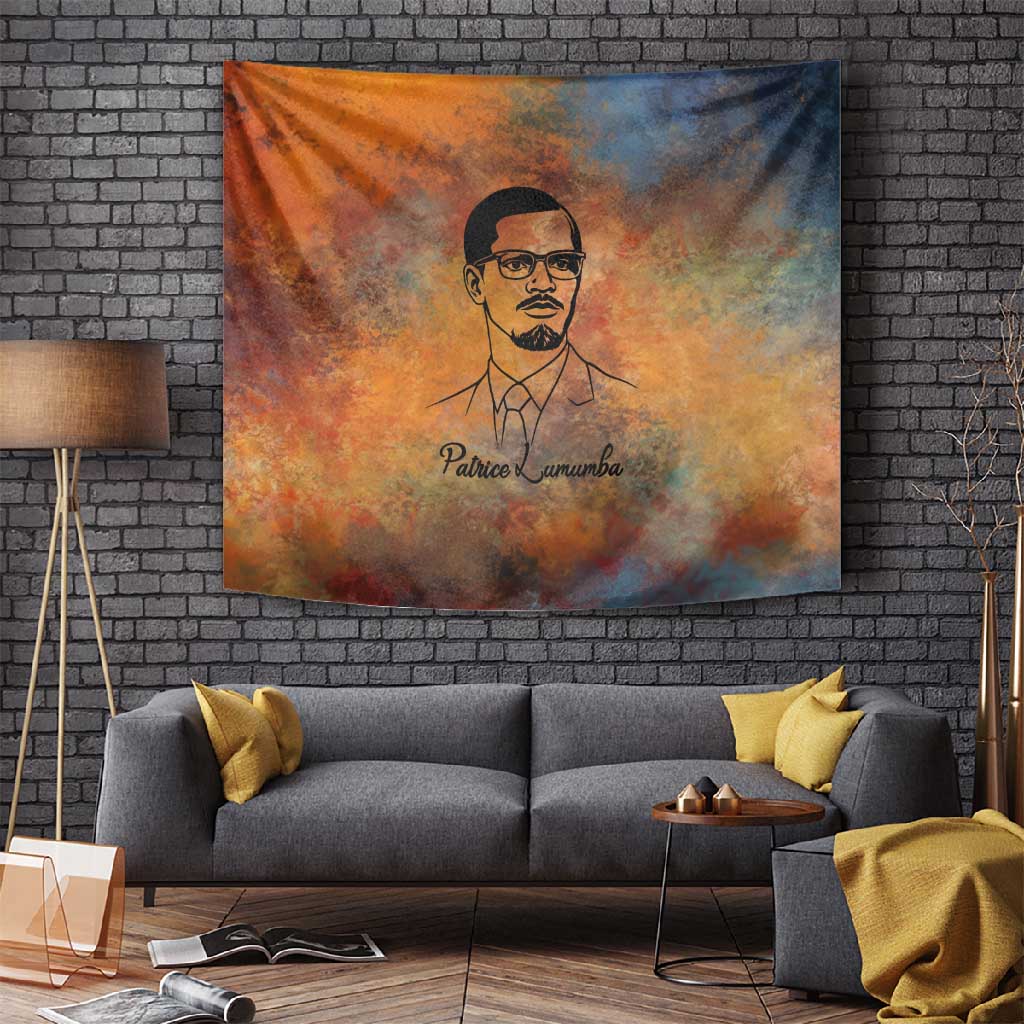 Patrice Lumumba Tapestry with Line Art Portrait and Truth Cannot Be Killed Inspirational Quote - Wonder Print Shop