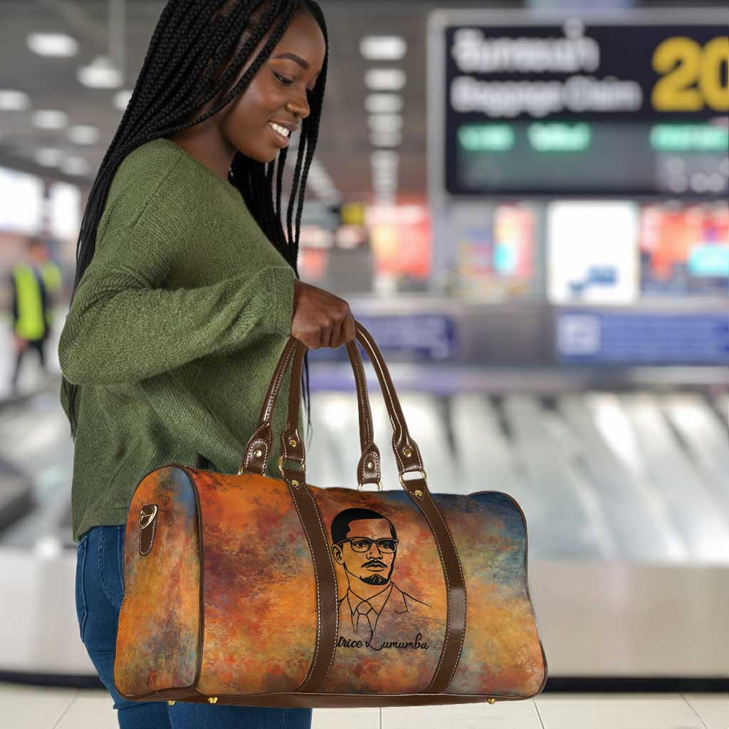 Patrice Lumumba Travel Bag with Line Art Portrait and Truth Cannot Be Killed Inspirational Quote - Wonder Print Shop