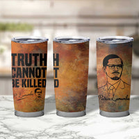 Patrice Lumumba Tumbler Cup with Line Art Portrait and Truth Cannot Be Killed Inspirational Quote - Wonder Print Shop