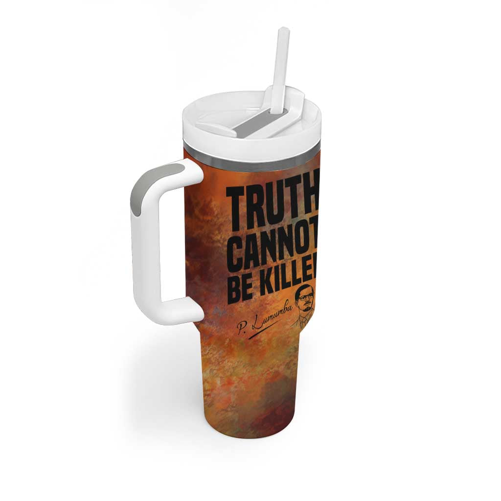 Patrice Lumumba Tumbler With Handle with Line Art Portrait and Truth Cannot Be Killed Inspirational Quote - Wonder Print Shop