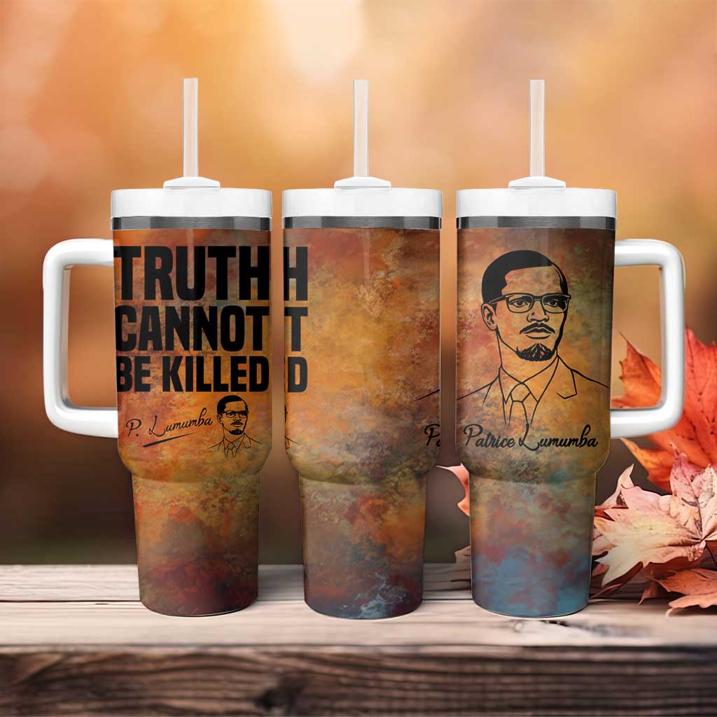 Patrice Lumumba Tumbler With Handle with Line Art Portrait and Truth Cannot Be Killed Inspirational Quote - Wonder Print Shop