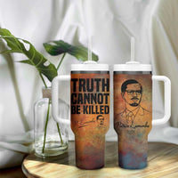 Patrice Lumumba Tumbler With Handle with Line Art Portrait and Truth Cannot Be Killed Inspirational Quote - Wonder Print Shop