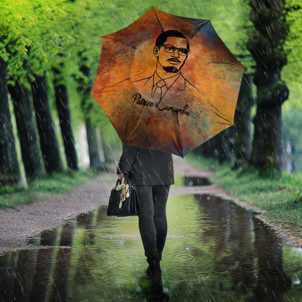 Patrice Lumumba Umbrella with Line Art Portrait and Truth Cannot Be Killed Inspirational Quote - Wonder Print Shop