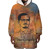 Patrice Lumumba Wearable Blanket Hoodie with Line Art Portrait and Truth Cannot Be Killed Inspirational Quote - Wonder Print Shop