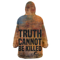 Patrice Lumumba Wearable Blanket Hoodie with Line Art Portrait and Truth Cannot Be Killed Inspirational Quote - Wonder Print Shop