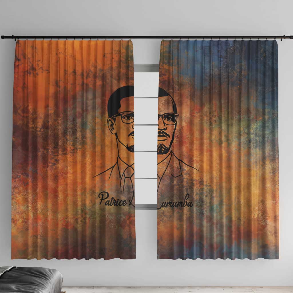 Patrice Lumumba Window Curtain with Line Art Portrait and Truth Cannot Be Killed Inspirational Quote - Wonder Print Shop