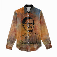 Patrice Lumumba Women Casual Shirt with Line Art Portrait and Truth Cannot Be Killed Inspirational Quote - Wonder Print Shop