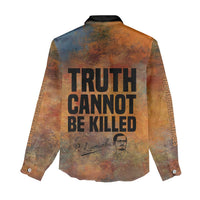 Patrice Lumumba Women Casual Shirt with Line Art Portrait and Truth Cannot Be Killed Inspirational Quote - Wonder Print Shop