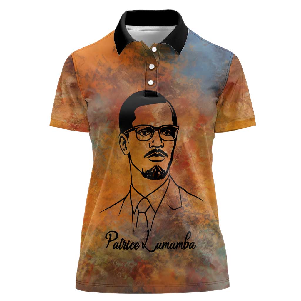 Patrice Lumumba Women Polo Shirt with Line Art Portrait and Truth Cannot Be Killed Inspirational Quote - Wonder Print Shop