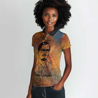 Patrice Lumumba Women Polo Shirt with Line Art Portrait and Truth Cannot Be Killed Inspirational Quote - Wonder Print Shop