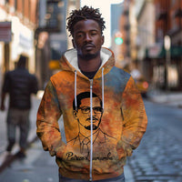 Patrice Lumumba Zip Hoodie with Line Art Portrait and Truth Cannot Be Killed Inspirational Quote - Wonder Print Shop