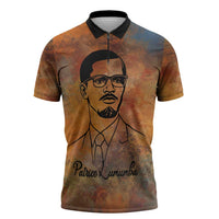 Patrice Lumumba Zipper Polo Shirt with Line Art Portrait and Truth Cannot Be Killed Inspirational Quote - Wonder Print Shop