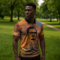 Patrice Lumumba Zipper Polo Shirt with Line Art Portrait and Truth Cannot Be Killed Inspirational Quote - Wonder Print Shop