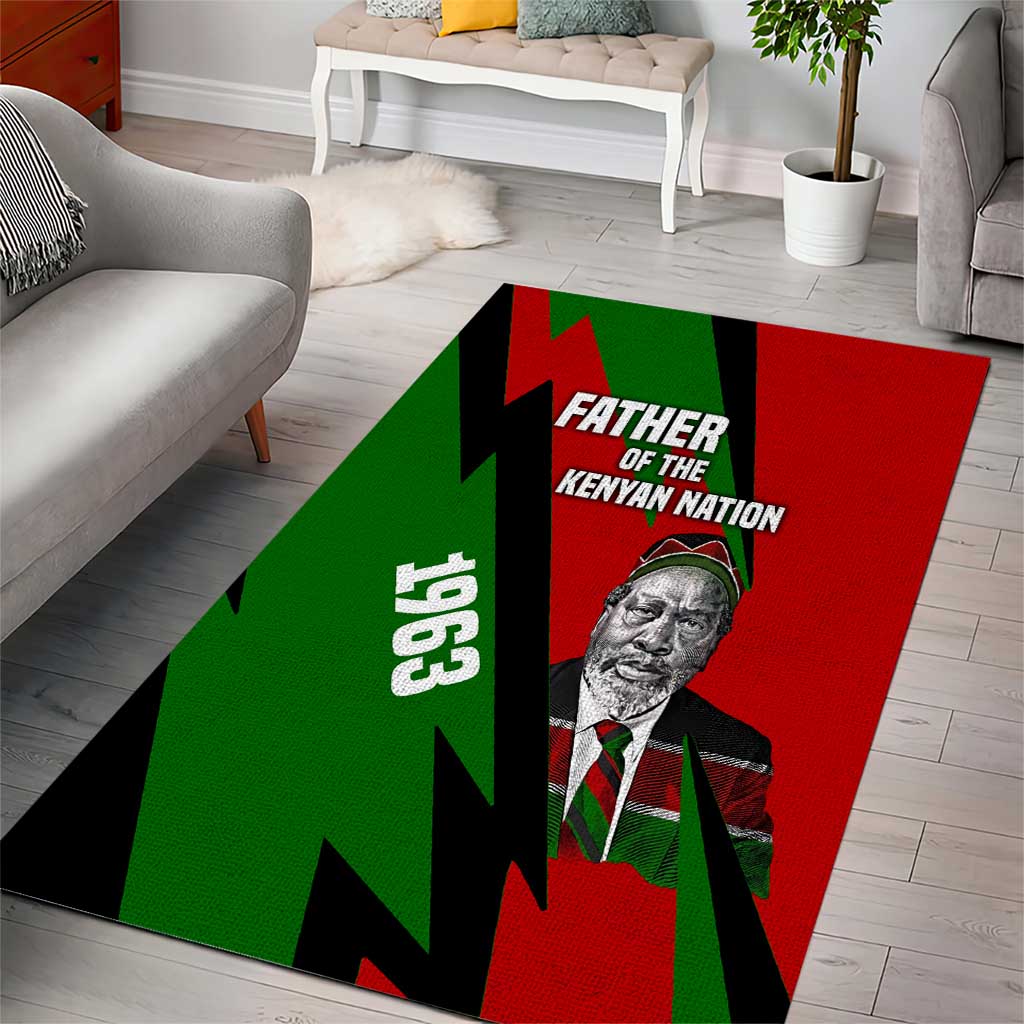 Jomo Kenyatta Area Rug Patriotic Colors Design and Father of the Kenyan Nation Tribute - Wonder Print Shop