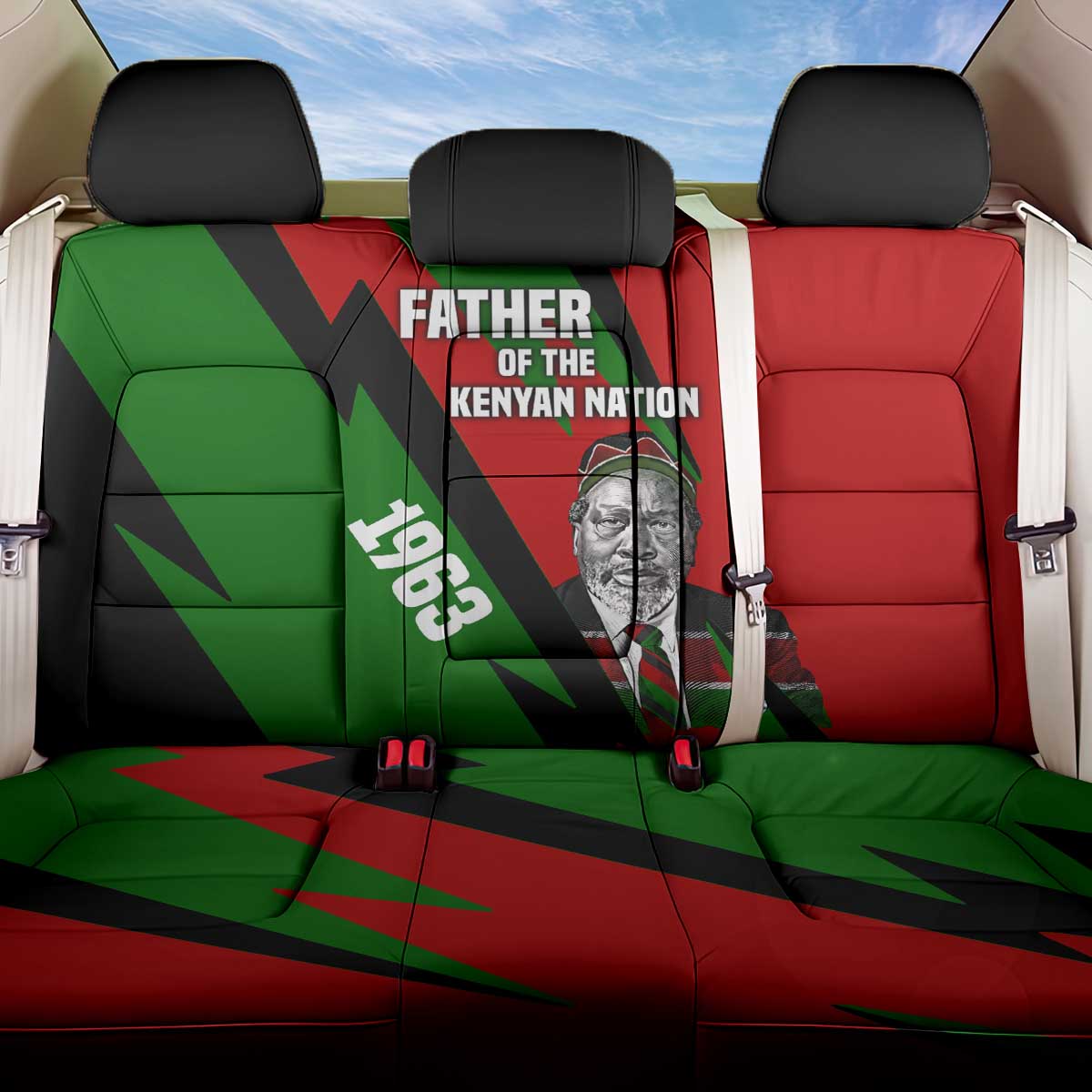 Jomo Kenyatta Back Car Seat Cover Patriotic Colors Design and Father of the Kenyan Nation Tribute - Wonder Print Shop