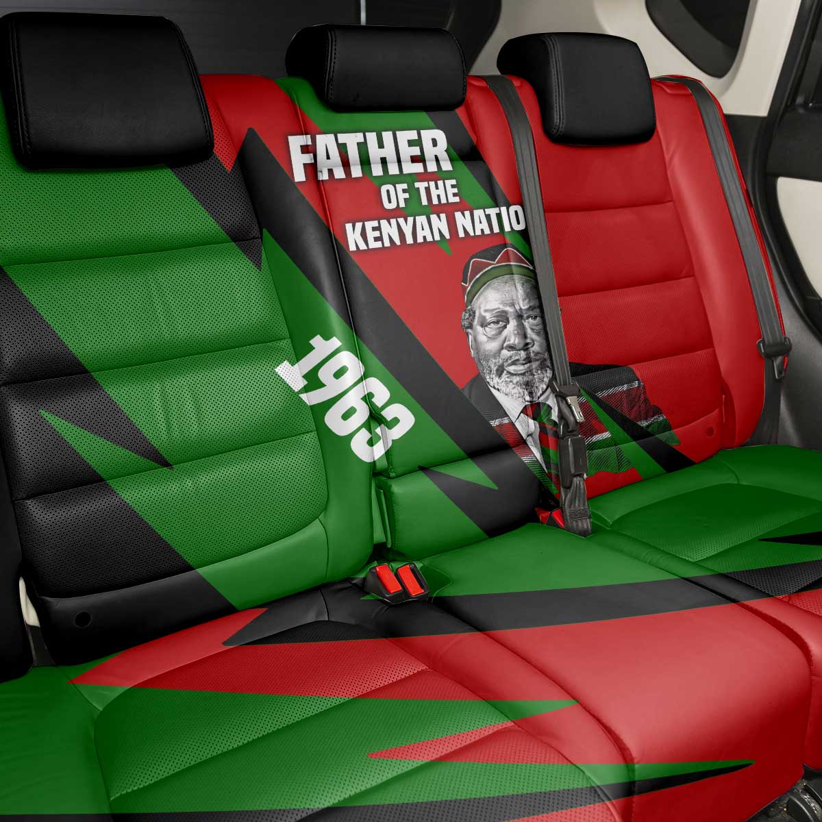 Jomo Kenyatta Back Car Seat Cover Patriotic Colors Design and Father of the Kenyan Nation Tribute - Wonder Print Shop