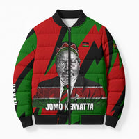 Jomo Kenyatta Bomber Puffer Jacket Patriotic Colors Design and Father of the Kenyan Nation Tribute - Wonder Print Shop